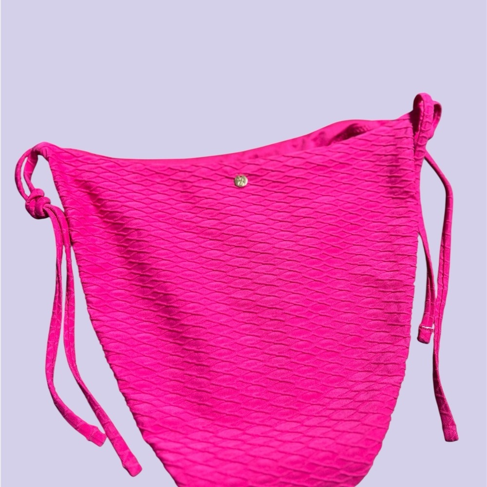 Cheeky Victoria's Secret Bright Pink Textured Tie-Side Bikini Bottom - Picture 2 of 3